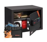 Brihard Family coffre-fort électronique 25x35x25cm - Coffre-fort domestique avec étagère amovible pour PC, format A4 - LED Coffre-fort à code numérique