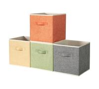 BrillantJo Lot de 4 boîtes de rangement pour cubes de rangement avec poignées 27 * 27 * 28 cm 4x couleurs arc-en-ciel