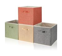 BrillantJo Lot de 4 boîtes de rangement pour cubes de rangement avec poignées 33 * 38 * 33 cm 4x couleurs arc-en-ciel