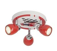 BRILLIANT lampe Racing LED Spot Rondell 3flg rouge/blanc-noir | 3x LED-PAR51, GU10, 3W lampes à réflecteur LED incluses, (250lm, 3000K) | Échelle A ++ à E | Têtes pivotantes