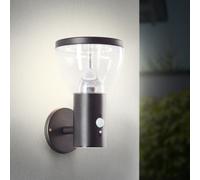 BRILLIANT Applique murale extérieure solaire noire TULIP | in tecteur de mouvement | 3W 430 lm 3000 K | Acier inoxydable/plastique