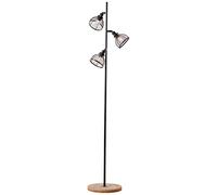 Brilliant Avia lampadaire 3-flammes noir/bois, métal/bois, 3x D45, 42 W