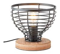 Brilliant Avia lampe de table 20cm noir/bois, métal/bois, 1x A60, 52W