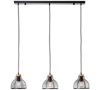 Brilliant Avia suspension 3 flammes noir/bois, métal/bois, 3x A60, E27, 52 W