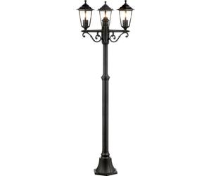 BRILLIANT Candélabre noir classique CARLEEN | lampe d'extérieur à trois bras | hauteur 2 mètres | avec ampoule adaptée gradable | 3x E27 douille max. 60 Watt | métal/verre