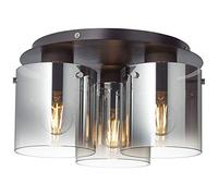 Brilliant lampe Beth plafonnier 35cm noir / verre fumé | 3x A60, E27, 60W, lampes normales gf non spécifiées | Convient aux lampes LED | Dimmable lors de l'utilisation de lampes appropriées