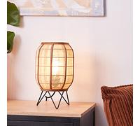 Brilliant Lampe de table de style nature - Lampe de table décorative avec interrupteur intermédiaire - Convient pour ampoules E27 en métal/textile/bambou, en noir/naturel - Ø 22 cm et hauteur 32 cm