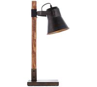 BRILLIANT lampe de table Plough acier noir/bois | 1x A60, E27, 10W, adapté aux lampes standard (non incluses) | Échelle A ++ à E | Avec interrupteur à cordon
