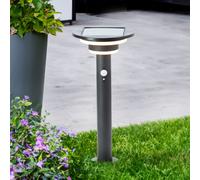 BRILLIANT Lampe d'extérieur solaire noire GARVINA | in tecteur de mouvement | hauteur 45cm | 3W 430lm 3000 K | acier inoxydable/plastique
