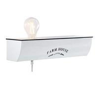 BRILLIANT lampe Farm Life applique murale et interrupteur blanc brillant | 1x A60, E27, 40W, adapté aux lampes normales (non inclus) | Échelle A ++ à E | Y compris la ligne d'alimentation et la prise