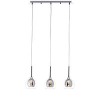 Brilliant lampe Hadan suspension 3 lampes fumée / transparent / chrome | 3x D45, E14, 40W, convient aux lampes à suspension non incluses | Réglable en hauteur / câble peut être raccourci | Convie