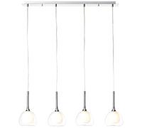 BRILLIANT lampe Hadan suspension 4 lampes chrome/blanc-transparent | 4x D45, E14, 40W, adapté aux lampes à suspension (non inclus) | Échelle A ++ à E | Réglable en hauteur/câble peut être rac