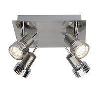 BRILLIANT lampe Kassandra LED spot plaque 4flg fer/chrome | 4x LED-PAR51, GU10, 3W lampes à réflecteur LED incluses, (250lm, 3000K) | Échelle A ++ à E | Têtes pivotantes, Argent