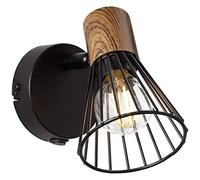 BRILLIANT lampe Manama spot mural interrupteur bois foncé/noir mat | 1x D45, E14, 18W, adapté aux lampes à suspension (non inclus) | Échelle A ++ à E | Avec interrupteur à bascule