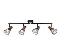 Brilliant Lampe Manama spot 4 ampoules E14 18W bois foncé/noir mat, têtes pivotantes