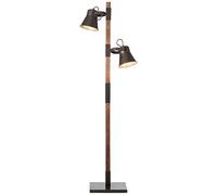BRILLIANT lampe Plow lampadaire 2 lumières noir acier/bois | 2x A60, E27, 10W, adapté aux lampes standard (non incluses) | Échelle A ++ à E | Avec pédale