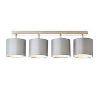BRILLIANT lampe, Sandra spot bar 4-flammes chrome/gris, métal/textile, 4x D45, E14, 40W, lampes en forme de larme (non incluses