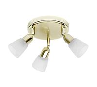 Brilliant Plafonnier Sofia 3 spots E14 3x40W – Laiton / Blanc albâtre – Têtes pivotantes