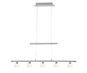 Brilliant Lampe Tonja LED Suspension 5flg chrome/blanc | 5x 5W LED | Lampe LED à suspendre, hauteur réglable, 3 niveaux de gradation, 175 x 98 cm, 3100lm