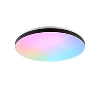 Brilliant LED Plafonnier Livio, 2400 lumens, 3000-6500 K, Ø 38,5cm, à intensité variable, RGB numérique, veilleuse, minuterie, télécommande, plastique, blanc, noir, idéal pour le salon, l'entrée,