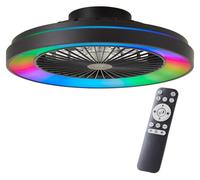 Brilliant Plafonnier à LED avec ventilateur, 48,5 cm - noir, métal & plastique, technologie RGB & CCT, intensité lumineuse variable, télécommande incluse