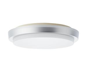BRILLIANT Plafonnier d'extérieur LED intemporel DEVORA | argent | plastique Ø 28 cm | 12W 1600 lumens 3000 Kelvin | IP65