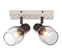 BRILLIANT Tolosa spot bar 2 flammes crème/verre fumé éclairage intérieur, spots, bars | 2x D45, E14, 6W, convient aux lampes à suspension (non fournies) | A ++ | Têtes pivotantes