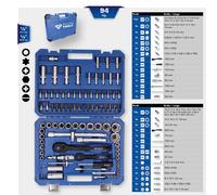BRILLIANT TOOLS Coffret de douilles et cliquets BT023094 - 94 pièces 1/4" 1/2" Bleu/Noir