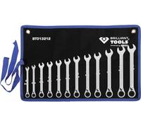 Brilliant Tools Jeu de clés mixtes à cliquet, 12 pces, réversibles, 8 - 19 mm