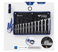 Brilliant Tools Jeu de clés mixtes à cliquet, 12 pces, réversibles, 8 - 19 mm