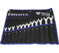 BRILLIANT TOOLS Jeu de Clés Mixtes Double - 21 Pièces BT011021- Lot de Clés à Fourches et Polygonales dans un Sac - Forgé en Acier Chrome Vanadium - en Angle 15° - Pratique et Robuste Bleu/Noir