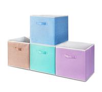 BrilliantJo Lot de 4 boîtes de rangement pliables en tissu avec poignées - 33 x 38 x 33 cm - Pour armoire, étagère, casier - 4 couleurs arc-en-ciel