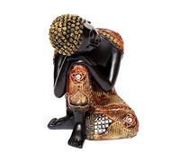 Brillibrum Figurine de Bouddha thaï 16 cm, noir et doré, en méditation, figurine décorative, Feng Shui, polyrésine