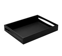 Brillibrum Plateau design avec poignées - Noir - Plateau de service - Plateau à bougie - Décoration en bois - Dimensions : 40 x 30 x 6 cm (L x l x H)