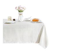 BrillShine Nappe Rectangle 140 x 240 cm Anti Tache Lavable en Polyester pour Salle à Manger Jardin Extérieur Table à Manger Décoration Beige