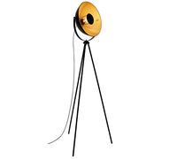 BRILONER - 1380-015 Lampadaire trépied vintage - style projecteur de cinéma - abat-jour métal noir mat & or - ampoule E27 - 60 W max. - hauteur : 148 cm, Noir-or-mat, 580x345x1480mm (LxDxH)