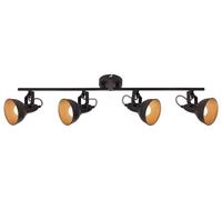 Briloner Leuchten - Plafonnier, lampe à 4 spots, spots pivotants et orientables, rétro/vintage, 4 x E14, 40 watts, métal, noir-doré, 790 x 190 mm (LxH)