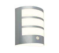 BRILONER - Applique murale LED sans alimentation électrique avec détecteur de mouvement, capteur crépusculaire, minuterie de 20 s, lampe extérieure, 18x15x7 cm, chrome mat