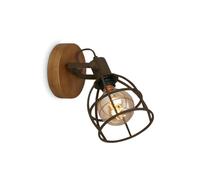 Briloner - Applique murale rétro avec abat-jour en treillis et 1 ampoule murale vintage Culot E27 max. 25 W Abat-jour réglable en bois et acier Marron 2670-014