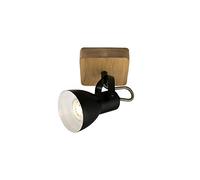 Briloner - Applique murale, spot mural, lampe murale rétro, vintage, spot rotatif et pivotant, 1x GU10, bois-métal, noir et blanc, 10x10x13,5cm (LxlxH)
