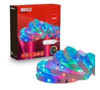 BRILONER Bande LED avec batterie 3 m RVB USB-C auto-adhésive blanche | Couleurs de lumière multicolores RVB, modes de couleur, support magnétique, bande LED, bande LED, salon, chambre à coucher