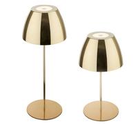BRILONER - IP44 lampe de table LED sans fil avec touche, lampe de chevet, salon, LED, rechargeable, lampe de chevet, extérieur, 13,5x36cm (DxH), couleur or, Noir