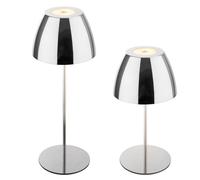 BRILONER - IP44 lampe de table sans fil avec touche, lampe de bureau, lampe de chevet, led rechargeable, dimmable, 36x10,5 cm, chrome, Chromé