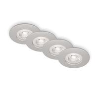 BRILONER - Jeu de 4 lampes encastrées au plafond, à intensité variable, lampes LED encastrées ultraplates, spot encastré salle de bain, spot encastré salle de bain IP44, chrome mat, 90x25 mm (DxH)