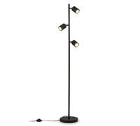 Briloner Lampadaire, avec interrupteur au pied, max. 9 W, douille GU10 | lampadaire sur pied pour salon et chambre, liseuse, têtes spot orientables, usage intérieur, 220x1410mm, 3 lumières, noir