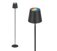 BRILONER - Lampadaire LED RGBW sans fil avec touche, intensité variable, batterie et source interchangeables, lampadaire à batterie, lampe de lecture, lampe de salon, plafonnier, 133 cm, noir