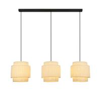 BRILONER - Lampe à suspendre avec abat-jour en raphia, 3x E27 douille, max. 10 W, Boho, aesthetic, lampe à suspendre, lampe de table à manger, lampe de salon, 116x25x128,5 cm, naturel