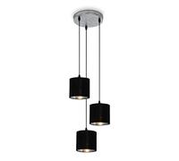 Briloner - Lampe à suspendre rétro, lampe à suspendre, vintage, lampe à suspendre abat-jour en tissu, lampe de salle à manger, E14, argent-noir