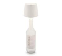 BRILONER - Lampe bouteille LED sans fil, tactile, à intensité variable, couleur de lumière blanche chaude, lampe de chevet sans fil, lampe de salon à poser, 10,5x11,5 cm, blanc