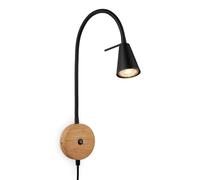 Briloner - Lampe de lecture, Applique intérieure, Lampe LED, Applique intérieure, Pivotant, Interrupteur, Prise de courant, Noir-Bois, FSC